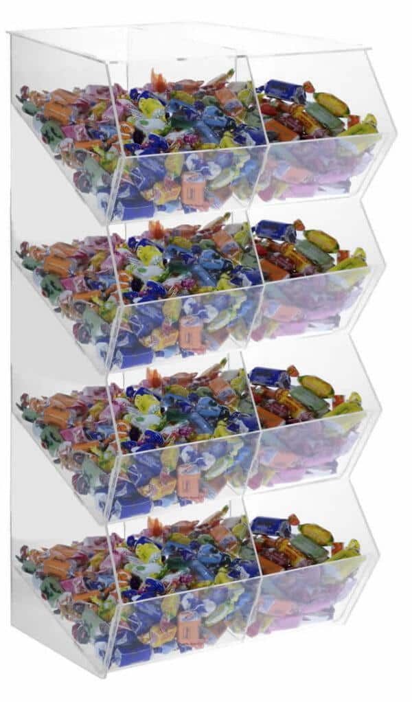 Porta caramelle in plexiglass trasparente SENZA sportello a 8 scomparti