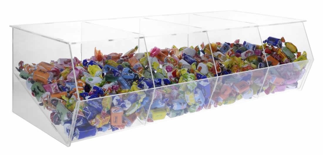 Porta caramelle in plexiglass trasparente SENZA sportello a 4 scomparti