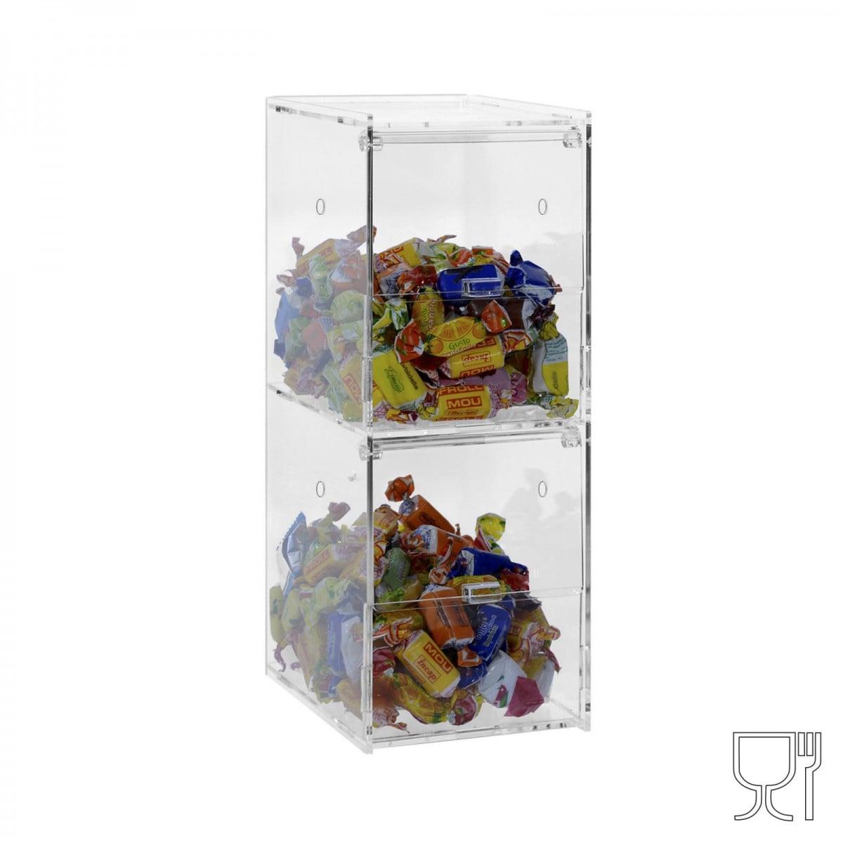 Porta caramelle in plexiglass trasparente CON sportello