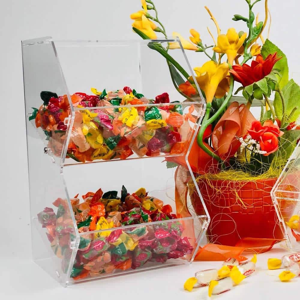 Porta caramelle in plexiglass per prodotti confezionati