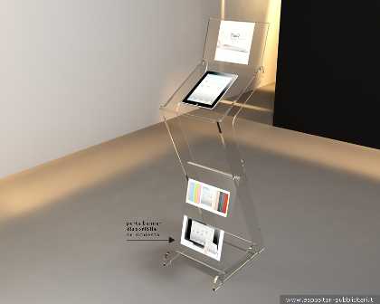 Supporto per device digitali da terra in plexiglass trasparente