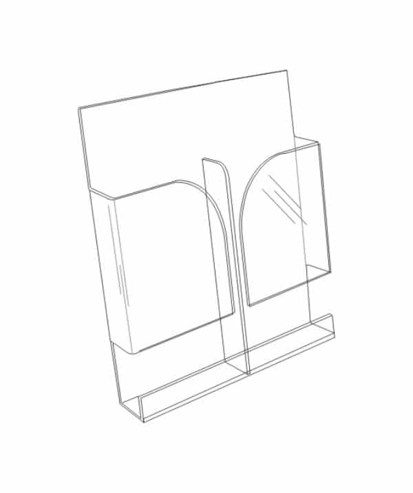 Tasca doppia porta fogli A4 abbinabile a espositore colonna piantanina PNT90 disegno